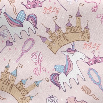 Hand Drawn Cartoon Castle Grap Jersey Backed Fleece