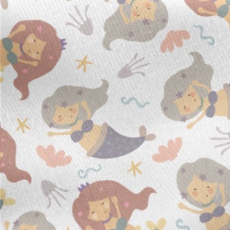 Cute Fairy Tale Mermaid Jersey Backed Fleece