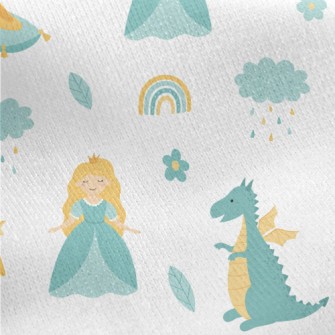 Cute Princess And Dragon Jersey Backed Fleece