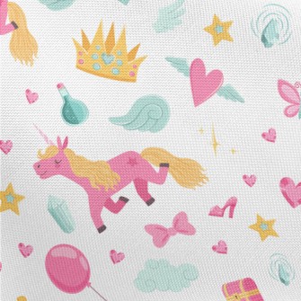 Bright Pink Unicorn Pattern Pongee