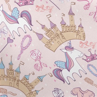 Hand Drawn Cartoon Castle Grap Pongee