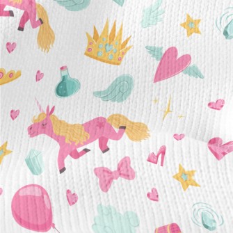 Bright Pink Unicorn Pattern Stretch Jersey