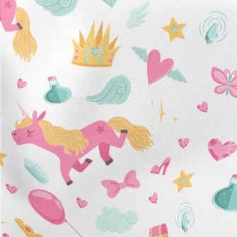Bright Pink Unicorn Pattern Lightweight Cotton Poplin