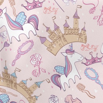 Hand Drawn Cartoon Castle Grap Lightweight Cotton Poplin
