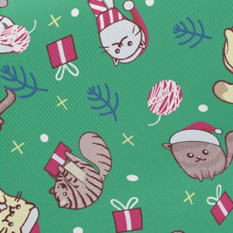 Cat Wearing Santa Hat Midweight Cotton Poplin