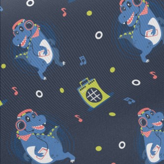 Dinosaur Dancing To Music Midweight Cotton Poplin
