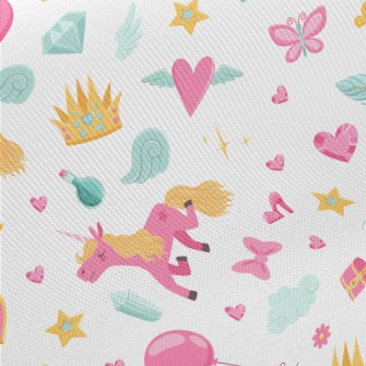 Bright Pink Unicorn Pattern Midweight Cotton Poplin