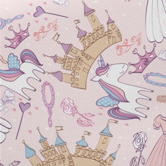 Hand Drawn Cartoon Castle Grap Midweight Cotton Poplin
