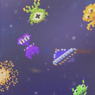 Pixel Style Alien Midweight Cotton Poplin
