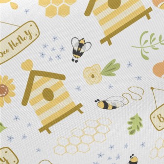 Cute Round Honey Bee Midweight Cotton Poplin