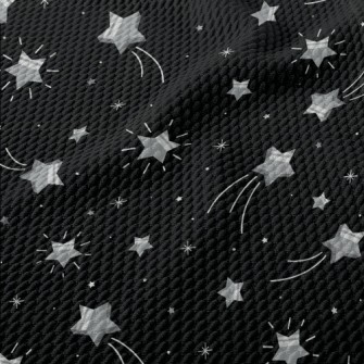 Shining Silver Stars Birdseye Piqué