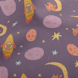Rocket Flying Into Space Athletic Mesh Flat Back