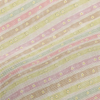 Stripes With Cute Little Flowe Performance Linen
