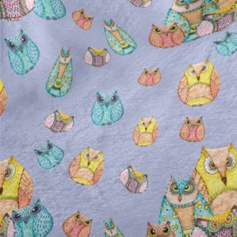 Strange Hand Drawn Owl Minky