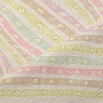 Stripes With Cute Little Flowe Piqué