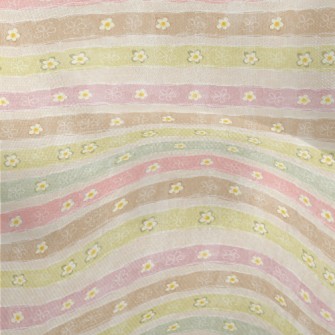 Stripes With Cute Little Flowe Lightweight Performance Linen