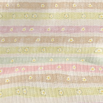 Stripes With Cute Little Flowe Stretch Jersey