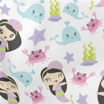 Mermaids At Sea World Lightweight Cotton Poplin