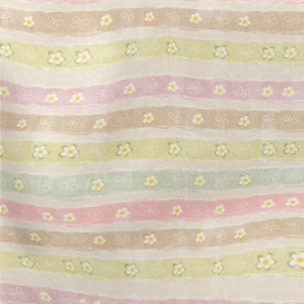 Stripes With Cute Little Flowe Lightweight Cotton Poplin