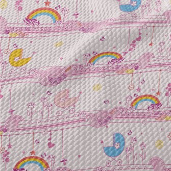 Pink Graceful Strip Graphics Birdseye Piqué