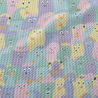Colorful Monster Pattern Birdseye Piqué