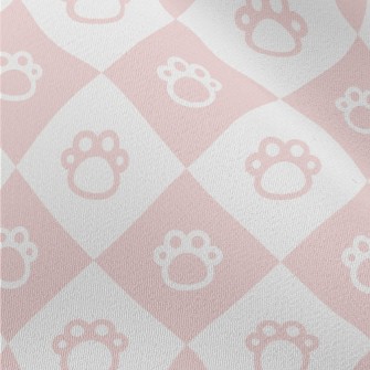 Pink And Cute Foot Grid Chiffon