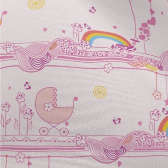 Pink Graceful Strip Graphics Chiffon