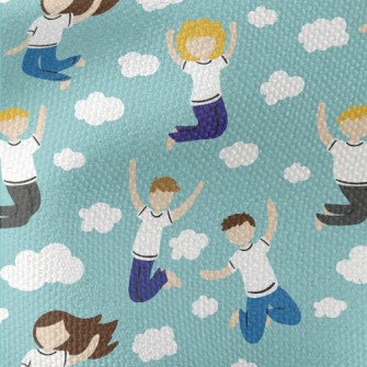 Boys And Girls Jumping In The  Waterproof Canvas