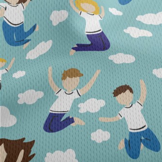Boys And Girls Jumping In The  Athletic Mesh Flat Back