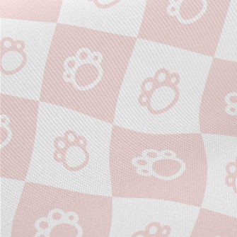 Pink And Cute Foot Grid Twill