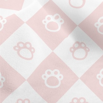 Pink And Cute Foot Grid Micro Fleece