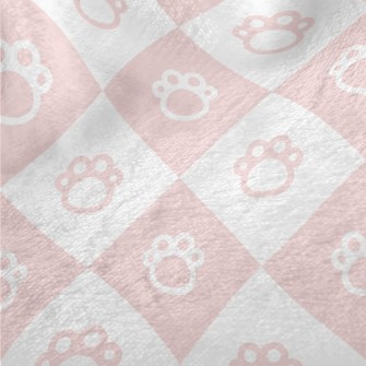 Pink And Cute Foot Grid Minky