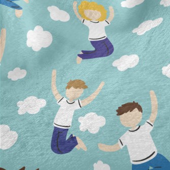 Boys And Girls Jumping In The  Minky