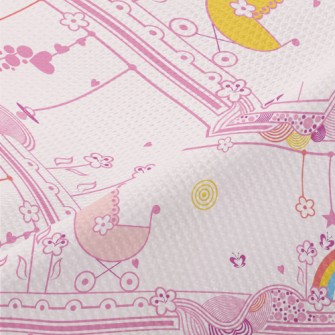 Pink Graceful Strip Graphics Piqué