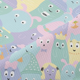 Colorful Monster Pattern Piqué