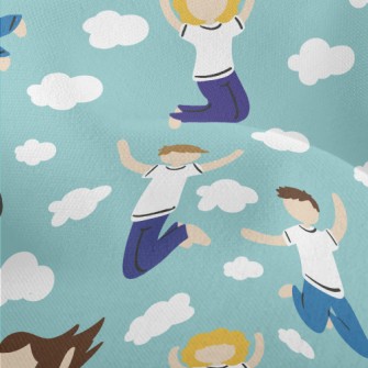 Boys And Girls Jumping In The  Lightweight Performance Linen