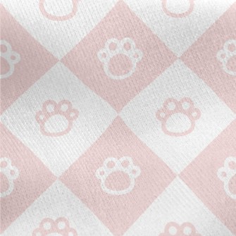 Pink And Cute Foot Grid Jersey Backed Fleece