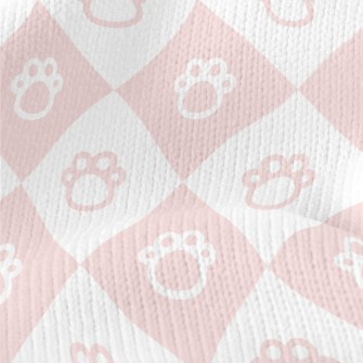 Pink And Cute Foot Grid Stretch Jersey