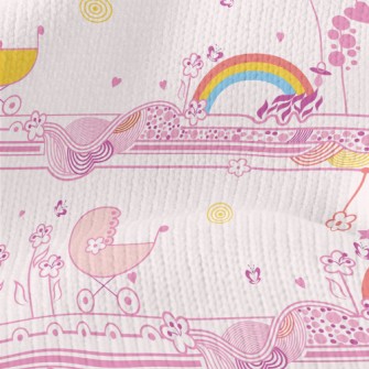 Pink Graceful Strip Graphics Stretch Jersey