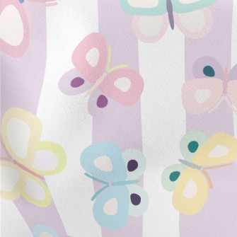 Colorful Butterfly Stripes Lightweight Cotton Poplin