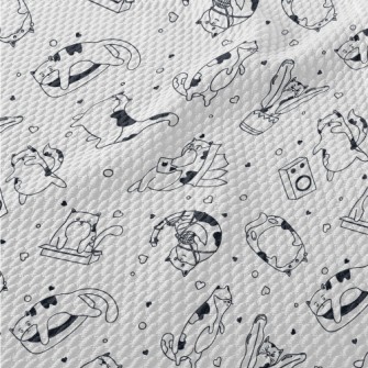 Simple Cute Cats Birdseye Piqué