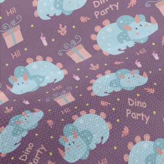 Round And Cute Triceratops Performance Linen