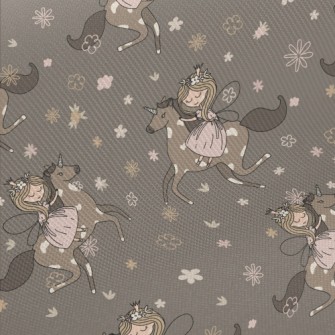 Little Fairy Riding A Unicorn Twill