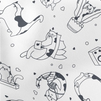 Simple Cute Cats Stretch Ponte