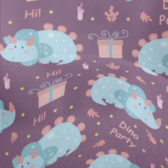 Round And Cute Triceratops Lightweight Performance Linen