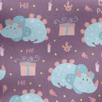 Round And Cute Triceratops Jersey Backed Fleece