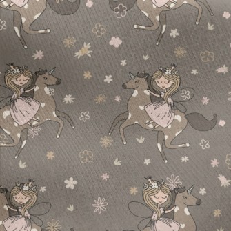 Little Fairy Riding A Unicorn Jersey Backed Fleece