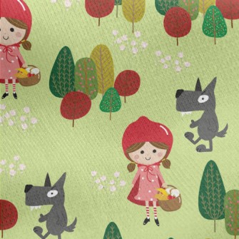 Cute Fairy Tale Little Red Rid Jersey Backed Fleece