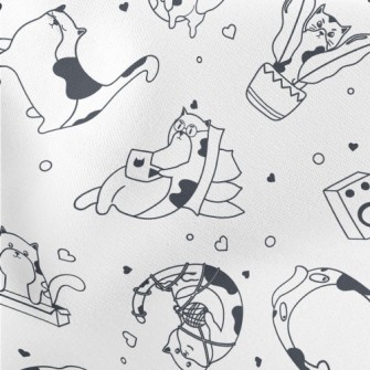 Simple Cute Cats Lightweight Cotton Poplin