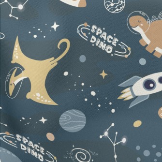 Dinosaurs Floating In The Beau Lightweight Cotton Poplin